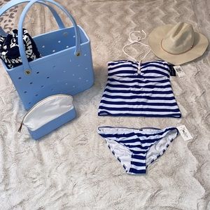 Ralph Lauren Two piece striped Tankini Nautical Swimsuit NWT Size Med